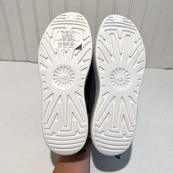 UGG Gray Suede Shearling Lined Platform Boat Shoes Preppy Slip On Loafers 7 NWOB - Picture 10 of 11